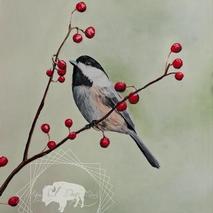 Chickadee anf Berries Original Artwork Thumbnail